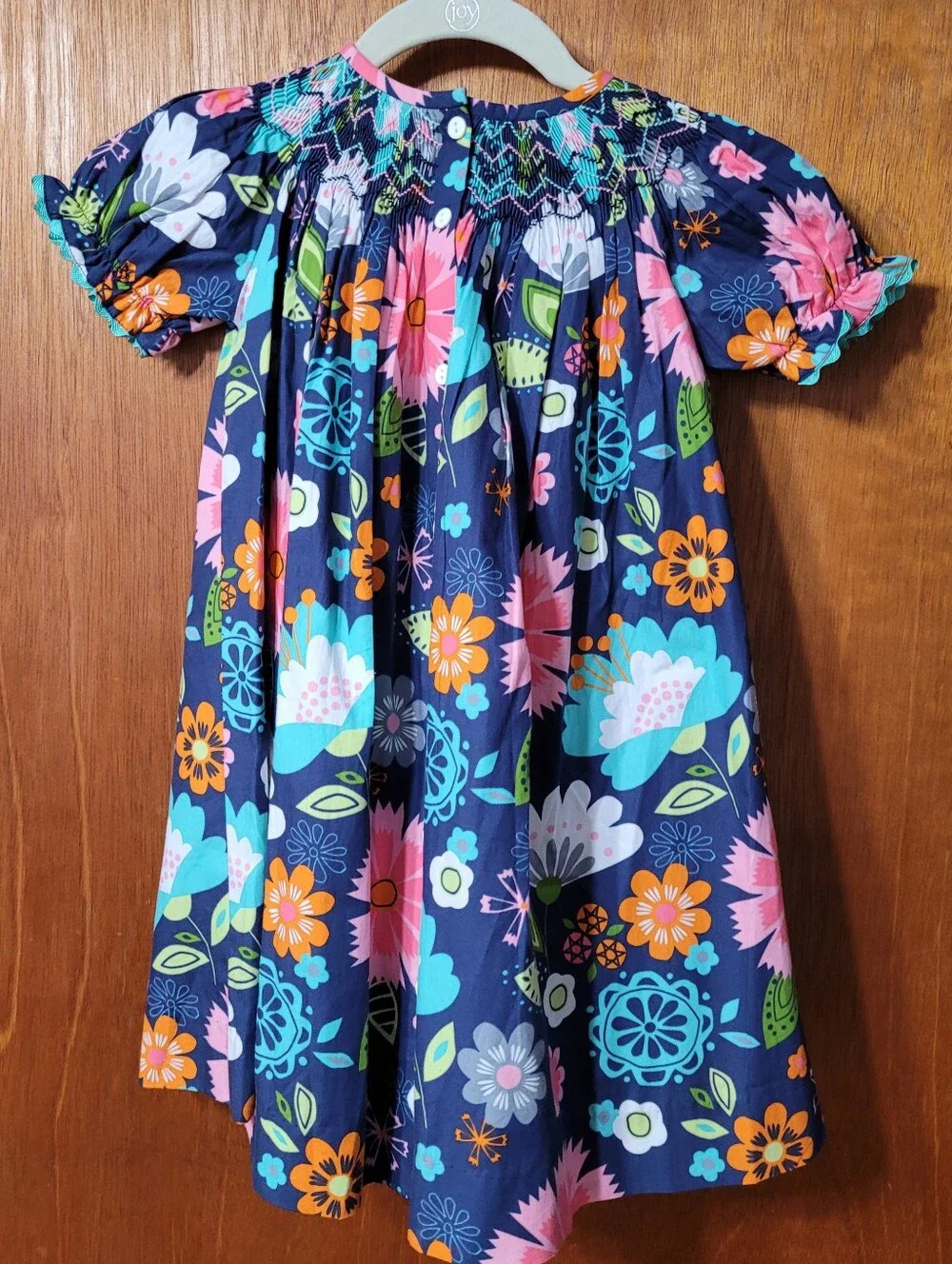 Floral Smocked Neck Girls Dress Size 3T (0966)